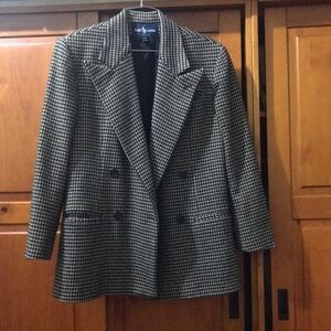 Ralph Lauren Women's Black and White Houndstooth Blazer